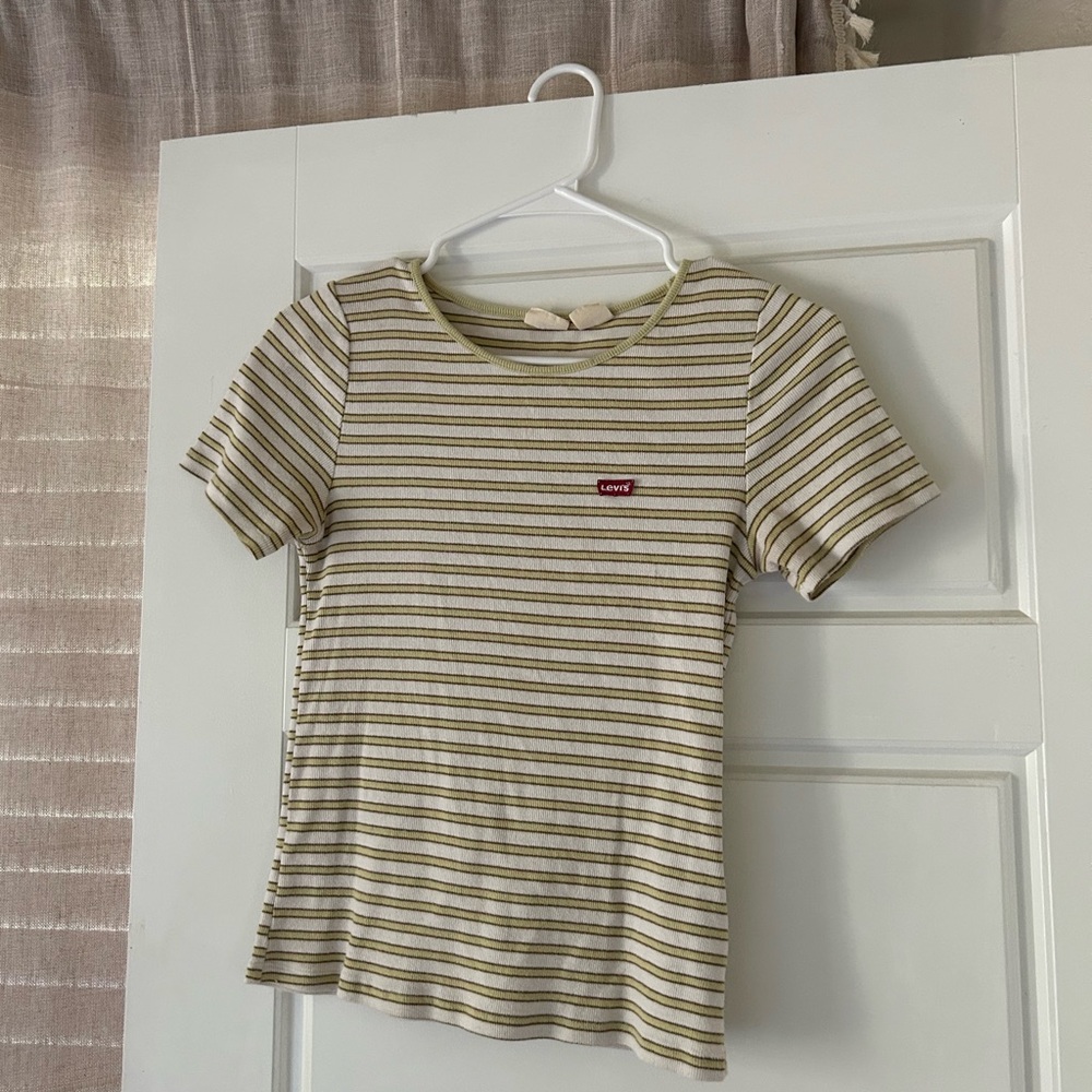 Levi's Green & White Striped Short Sleeve Baby Tee